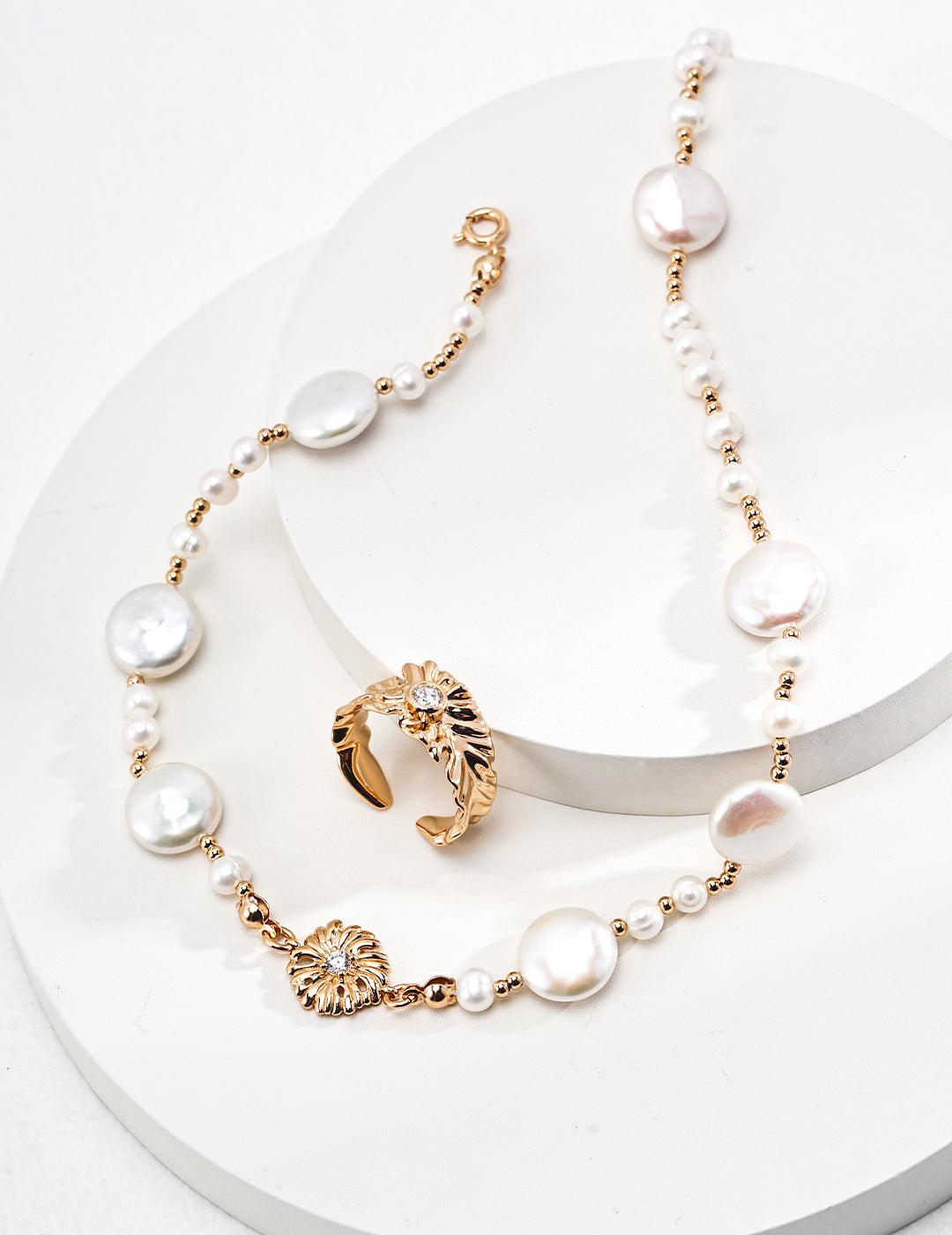 Exquisite Bloom 925 Sterling Silver Natural Pearl Necklace