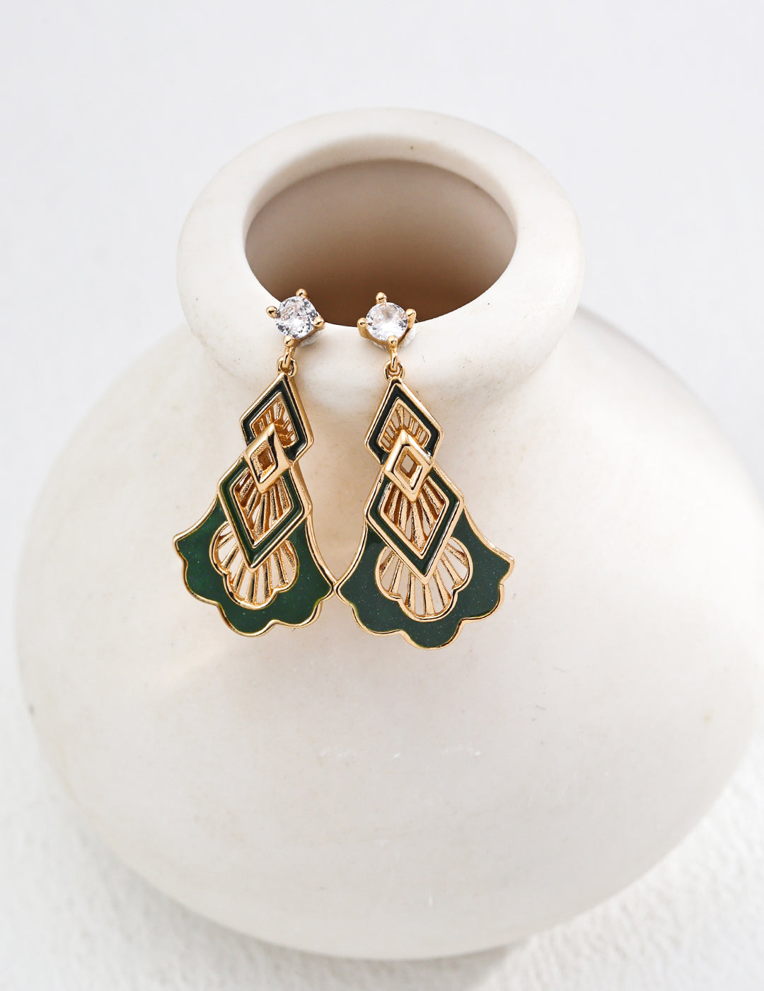 Vintage Drop-Shaped Cubic Zirconia 925 Sterling Silver Earrings