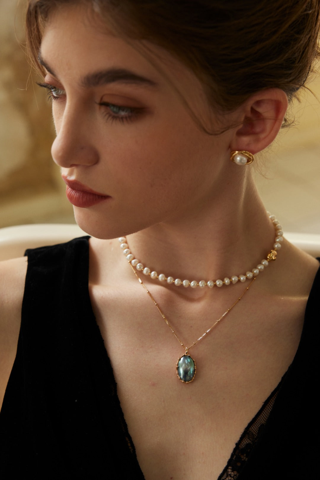 Natural Mabe Pearl 925 Sterling Silver Necklace