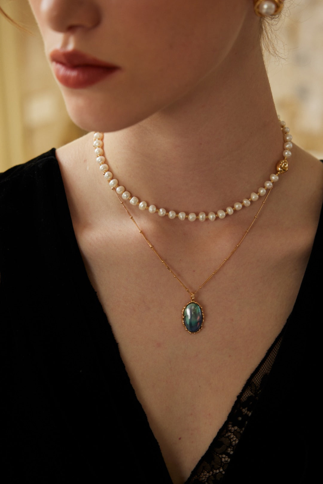 Natural Mabe Pearl 925 Sterling Silver Necklace