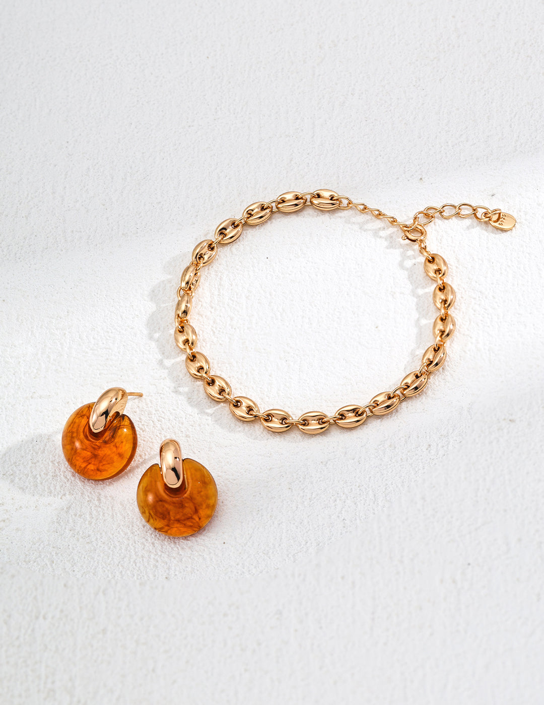 Vintage Amber-Inspired Dome Earrings ā 925 Silver Studs
