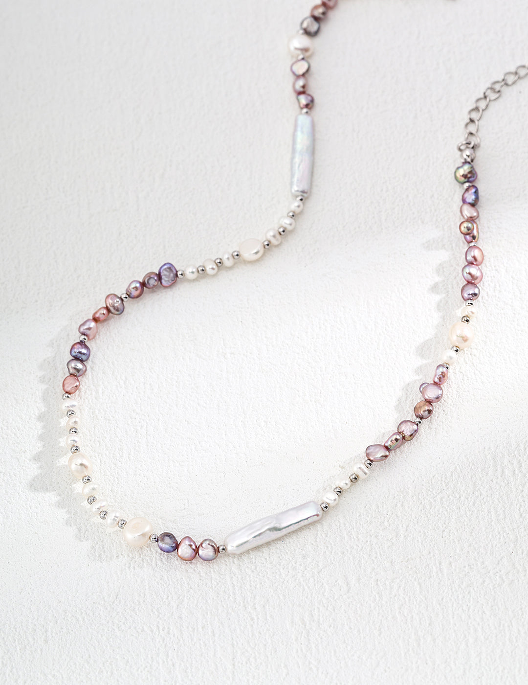 Aurora Glow 925 Sterling Silver Natural Pearl Necklace