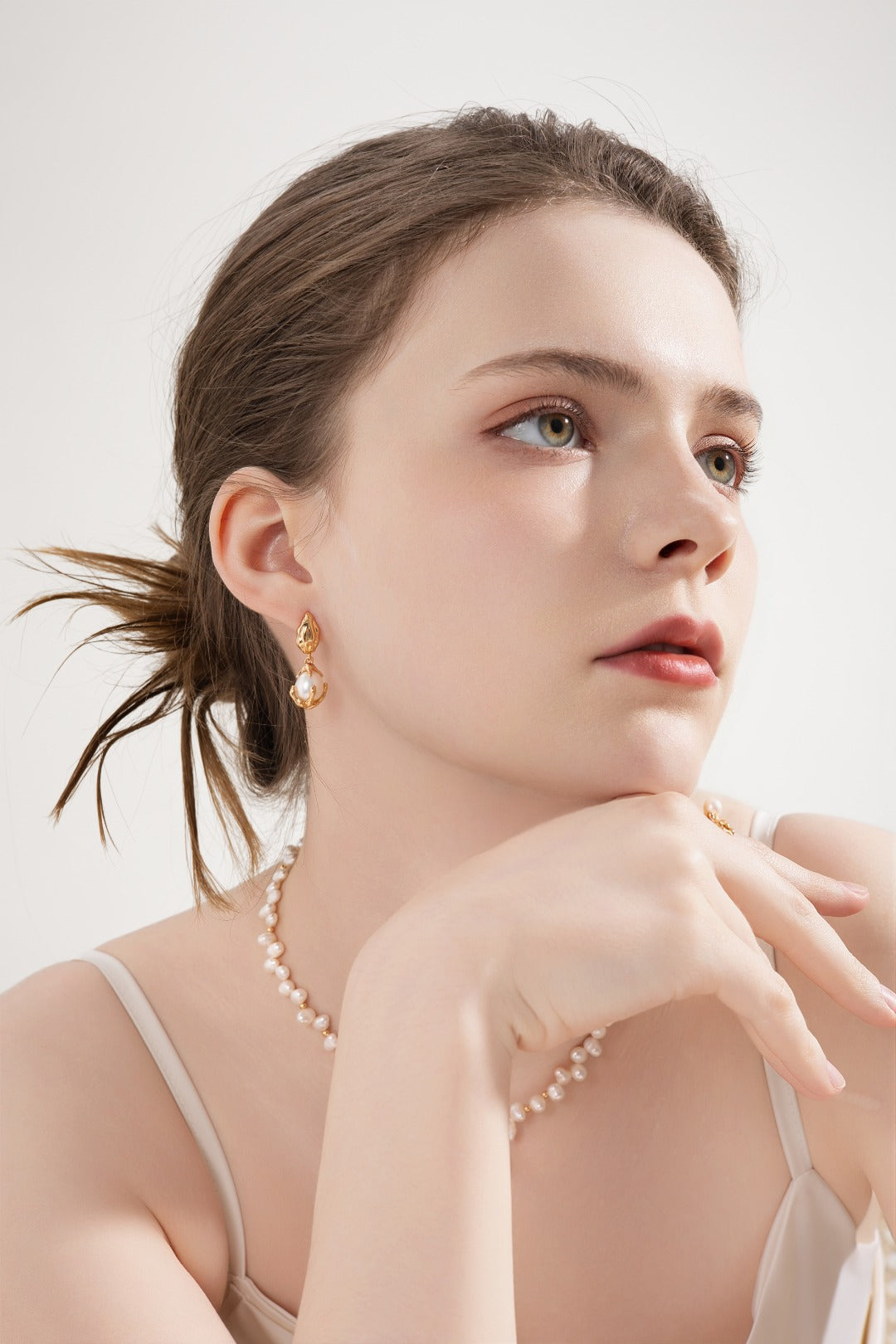 925 Sterling Silver Camellia Pearl Necklace