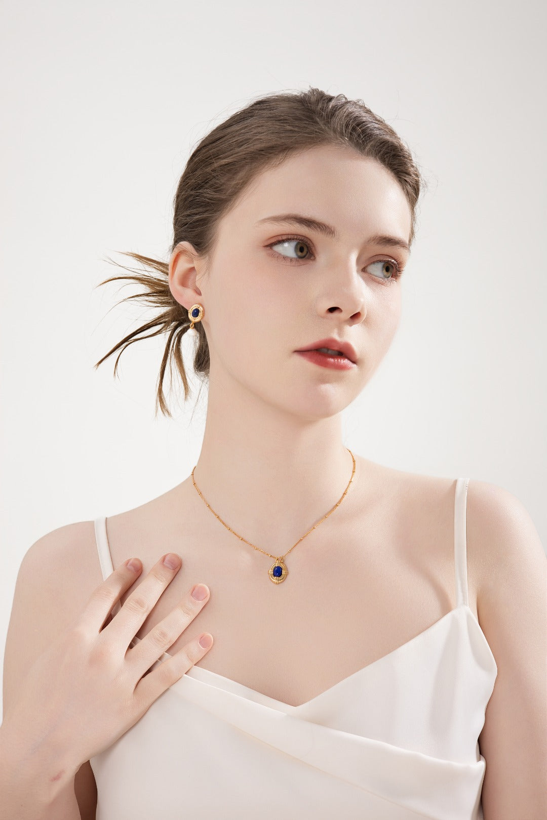 Regal Grace 925 Sterling Silver Lapis Lazuli & Pearl Jewelry Set