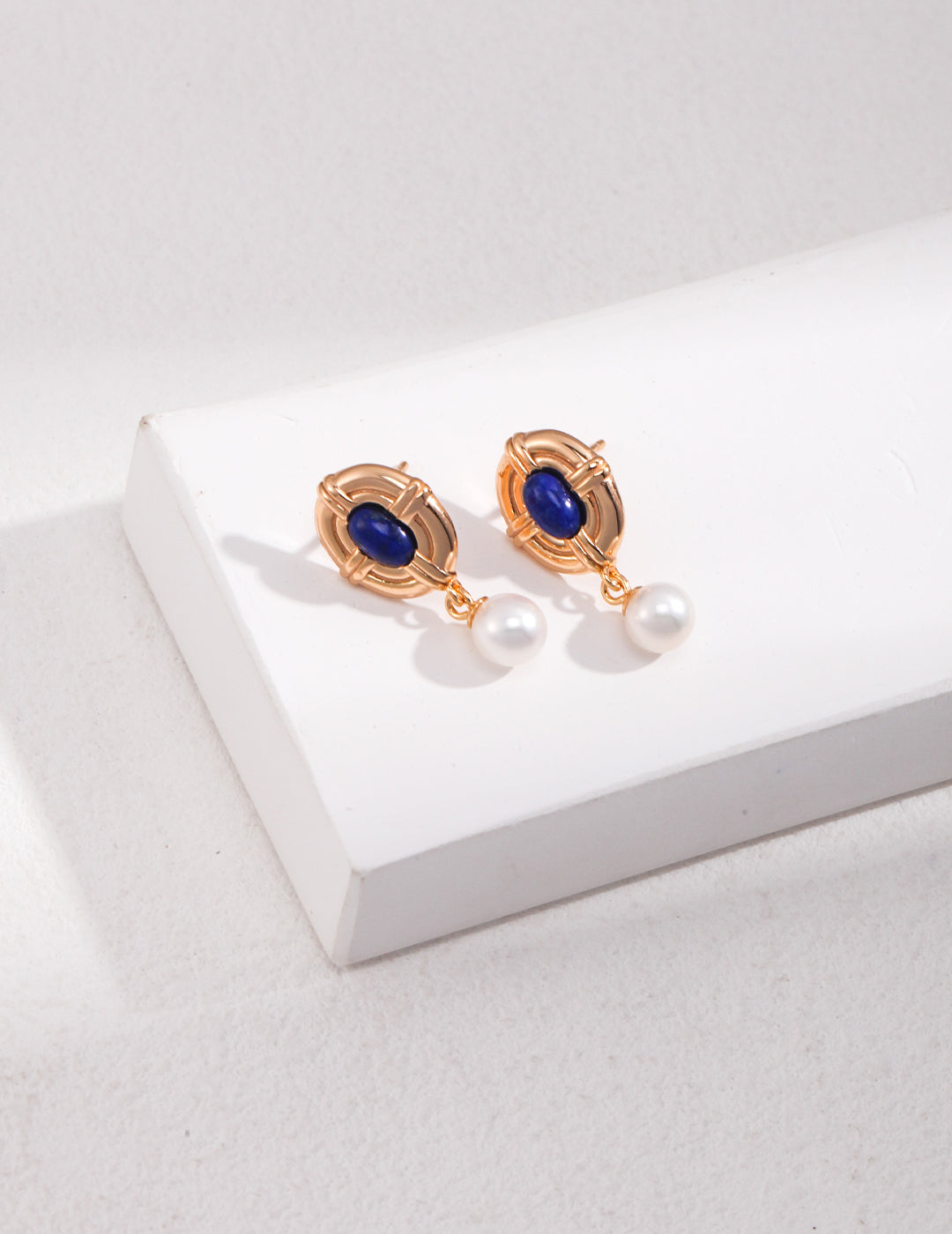 Regal Grace 925 Sterling Silver Lapis Lazuli & Pearl Jewelry Set
