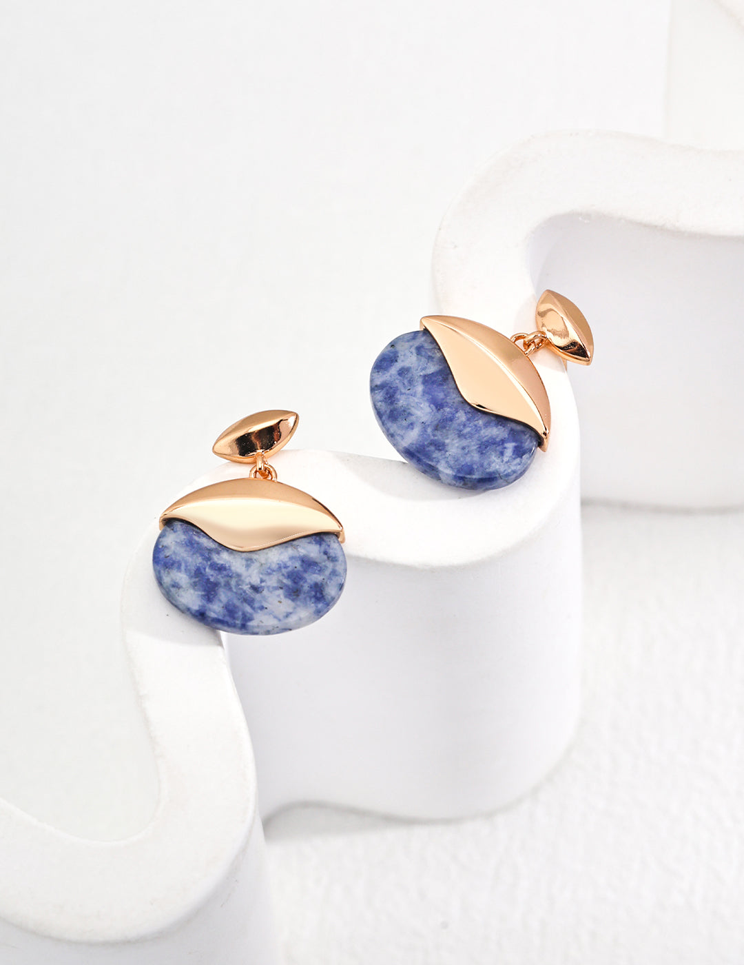 Ocean Eclipse Earrings – 925 Silver with Blue Spot Jasper, Asymmetric Design