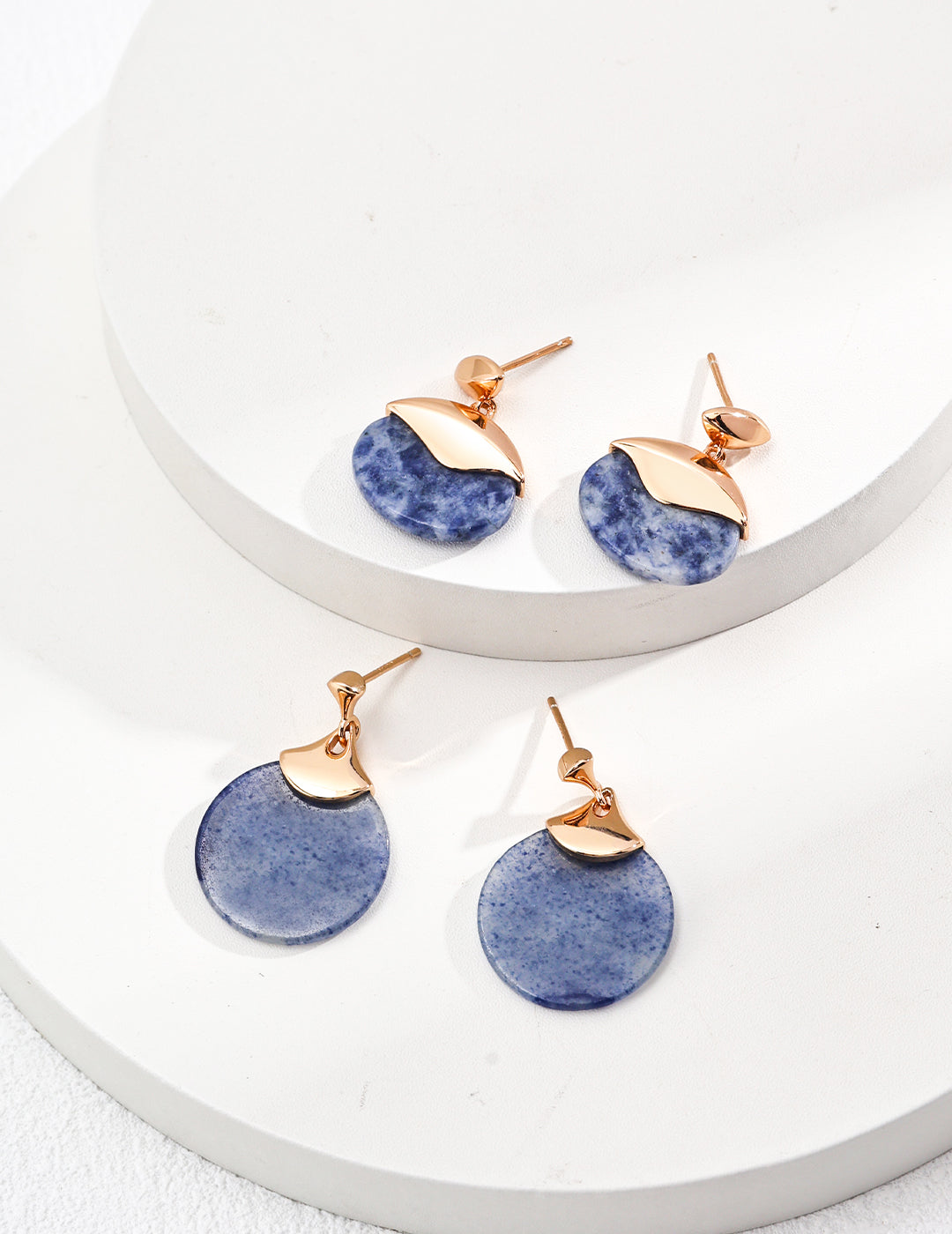 Ocean Eclipse Earrings – 925 Silver with Blue Spot Jasper, Asymmetric Design