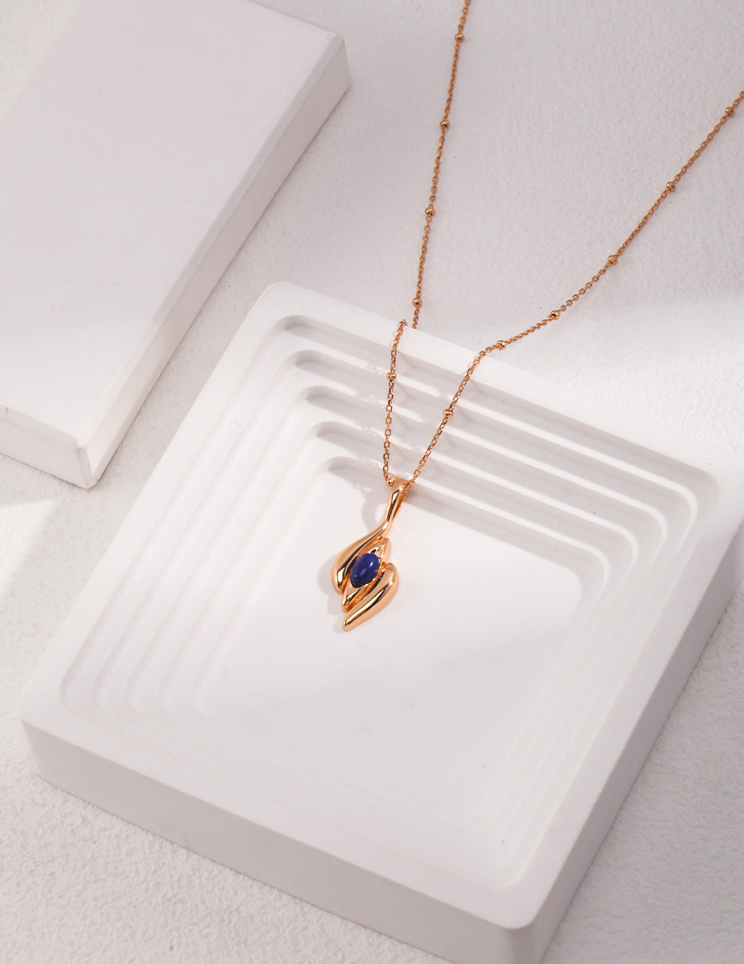 Lapis Flame 925 Sterling Silver Vintage Pendant Necklace