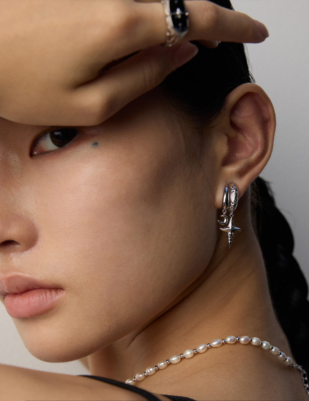 Celestial Prophecy Jewelry Set – 925 Silver Pearl Necklace & Earrings
