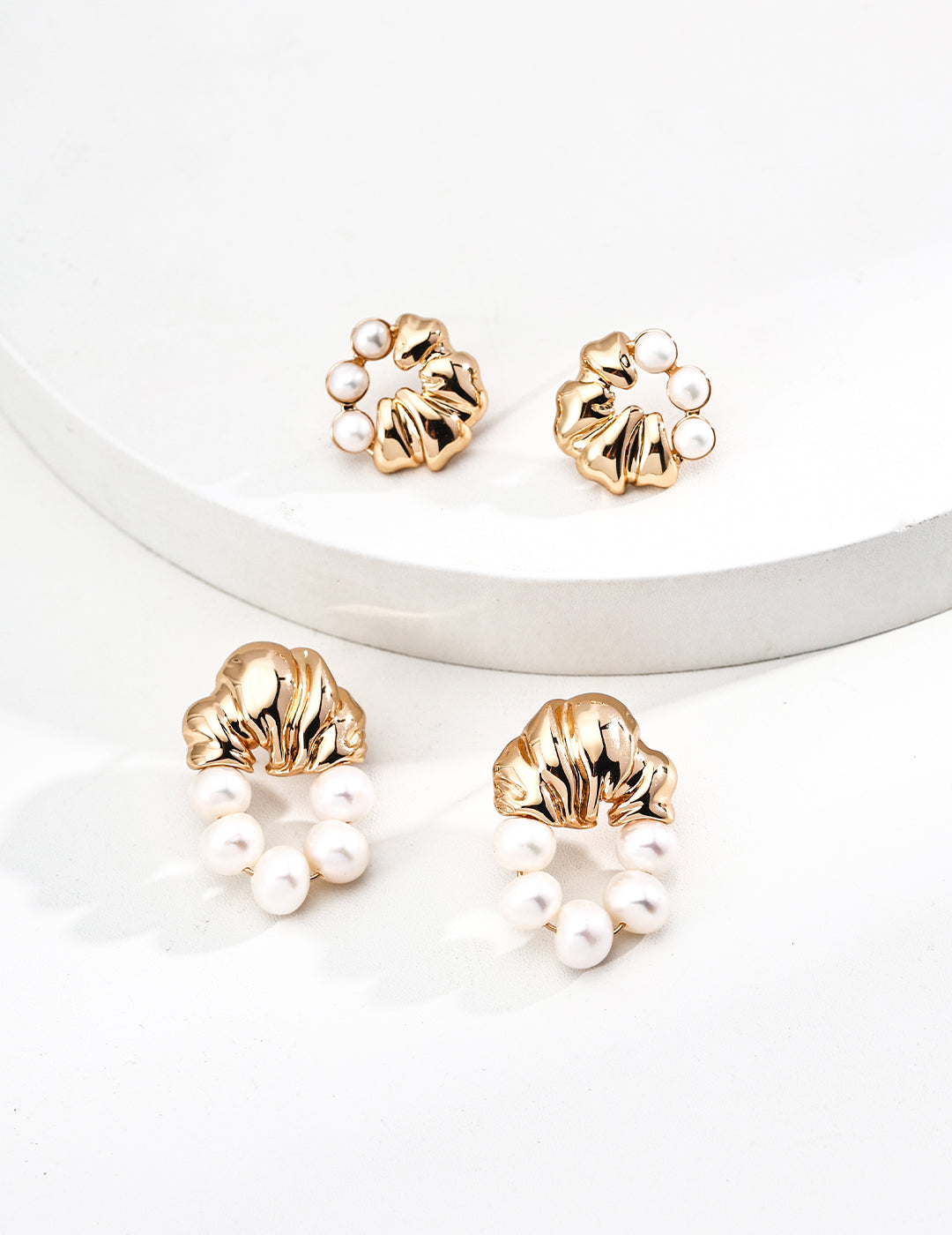 Vintage Shell & Pearl Jewelry Set | S925 Gold Plated Earrings + Necklace with Natural Pearls