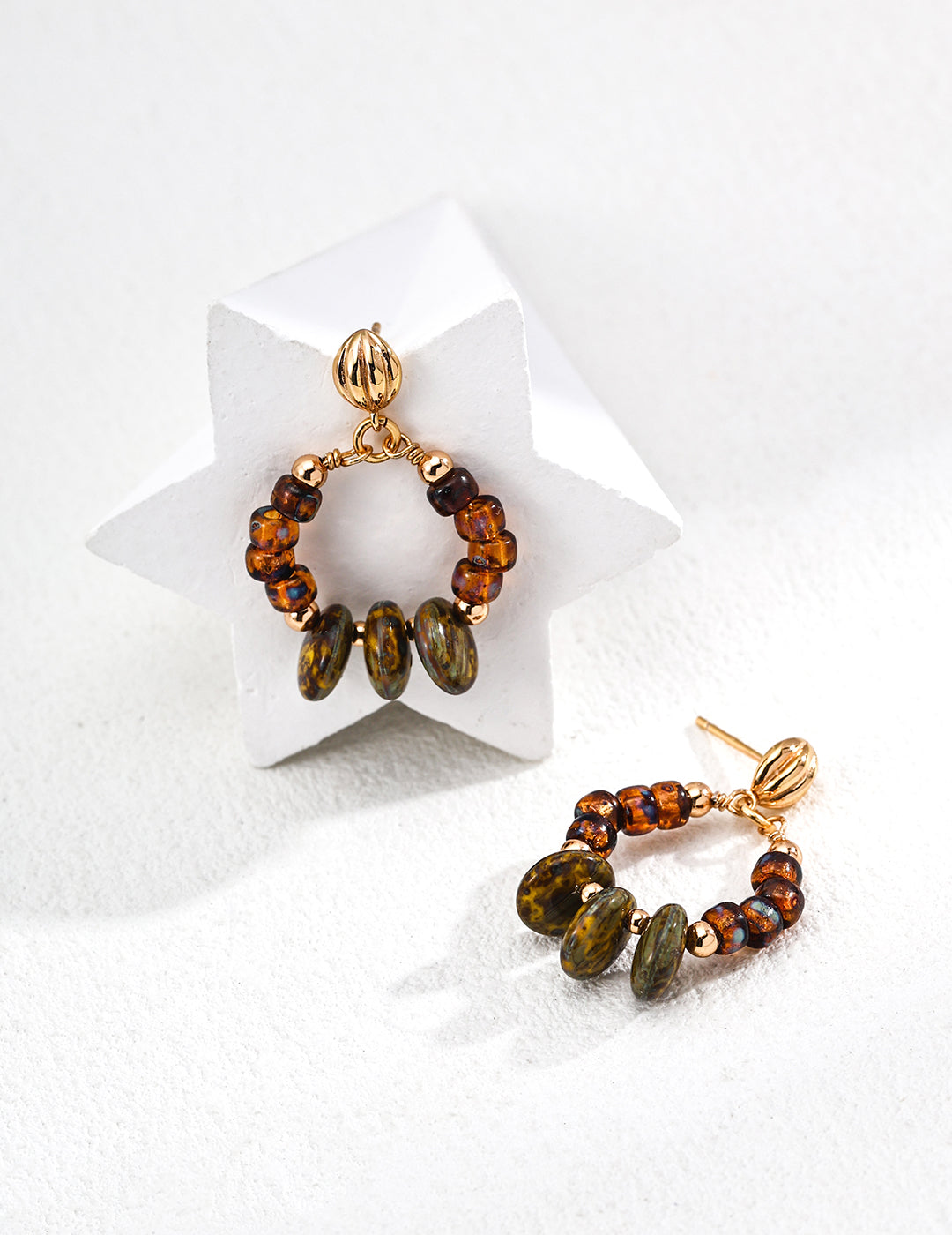 Vintage Boho S925 Silver Dangle Earrings with Iridescent Glass Beads | 3.5cm Drop