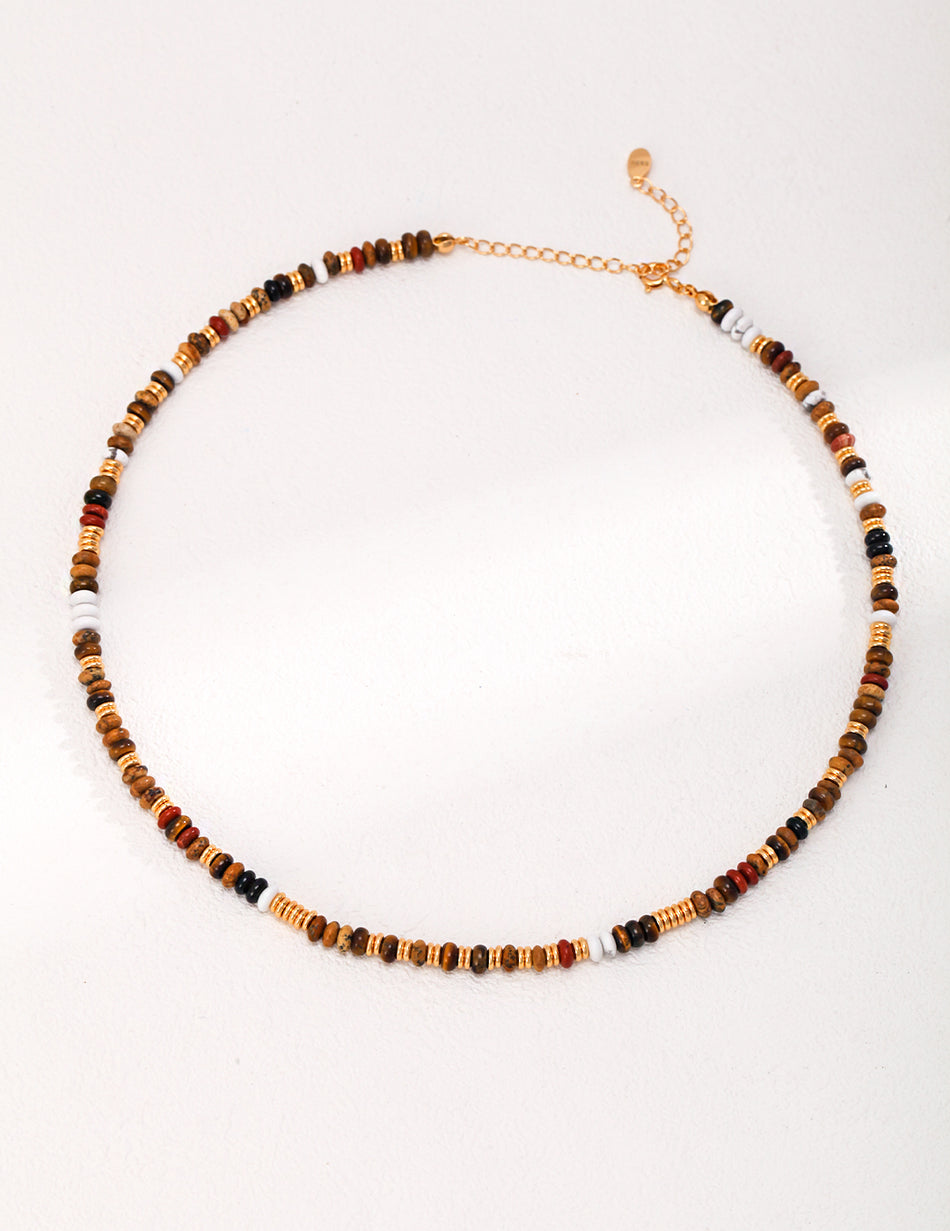 Tiger Eye & Multi-Stone Beaded Necklace - 925 Silver (Long Chain Not Included)