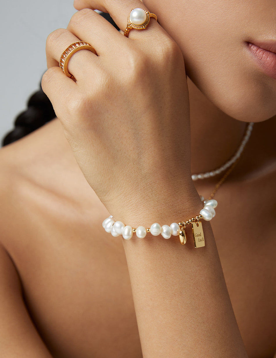 Sterling Silver Lucky Pearl Bracelet | Elegant & Versatile