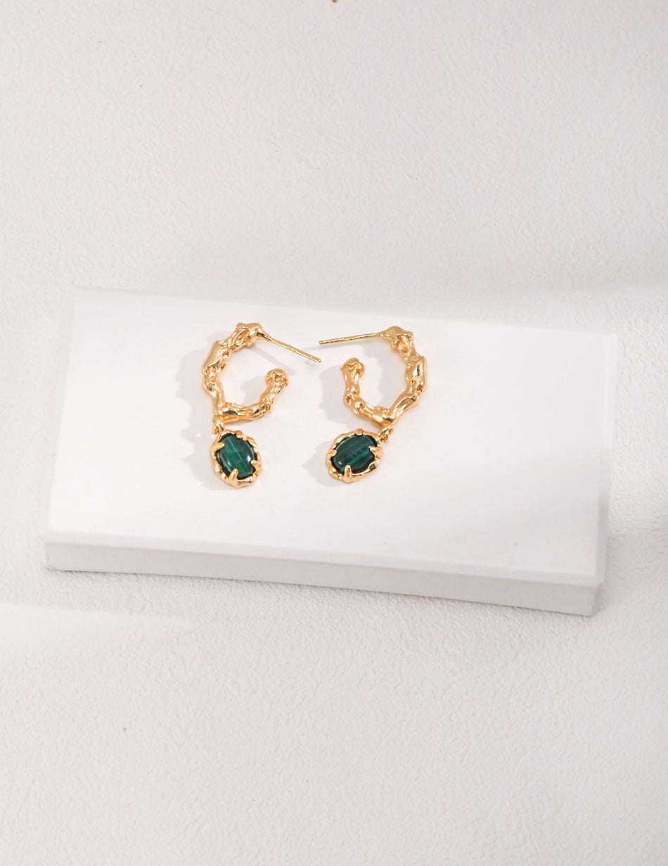 Sterling Silver Malachite Earrings | Timeless Green | Vintage Charm
