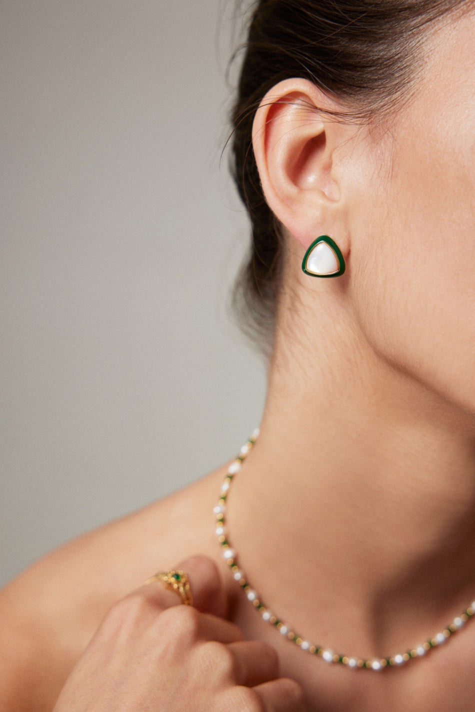 French-Inspired Sterling Silver Earrings | Mother-of-Pearl & Enamel | Timeless Elegance