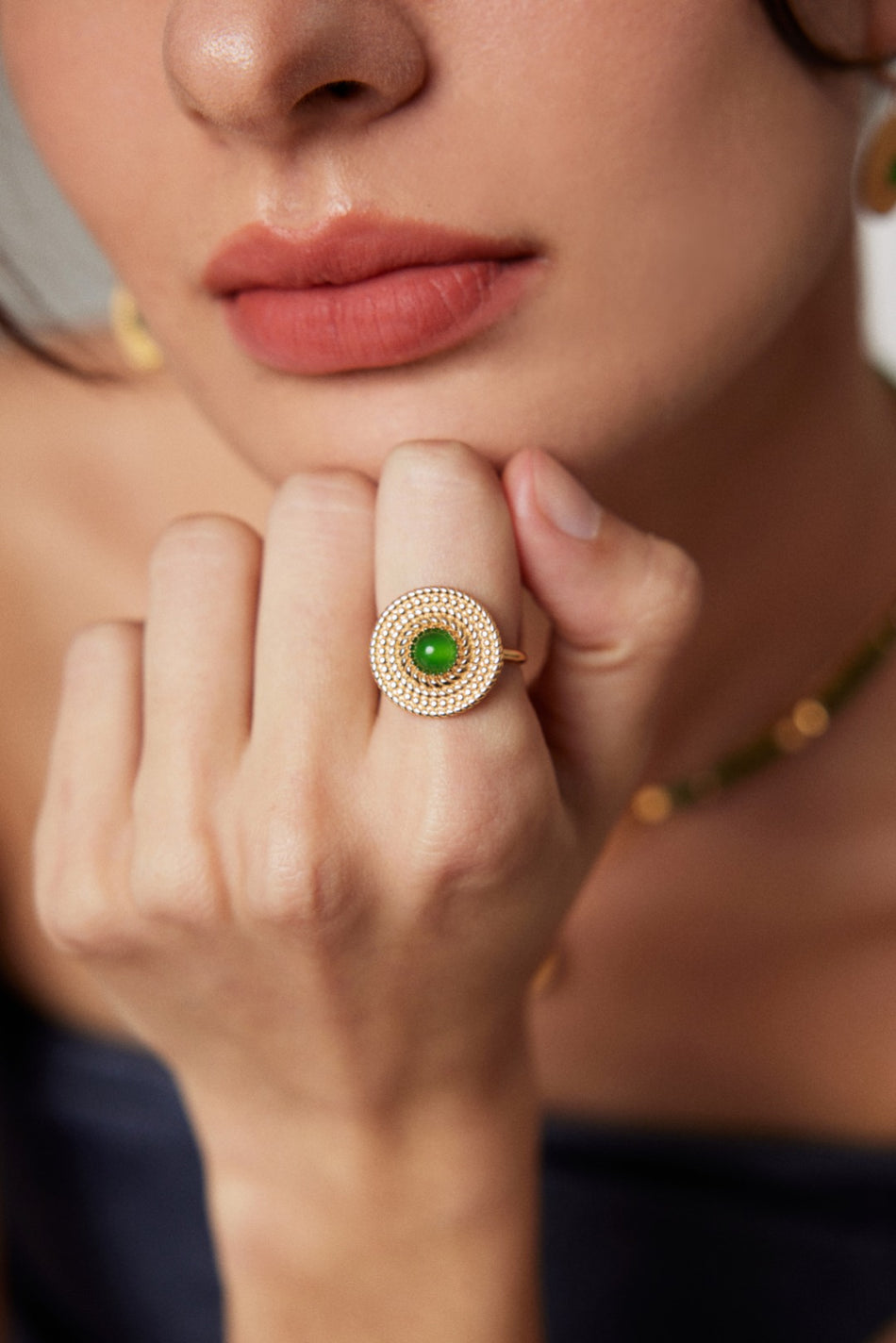 Green Jade Sterling Silver Ring | Vintage Luxury | Timeless Grace