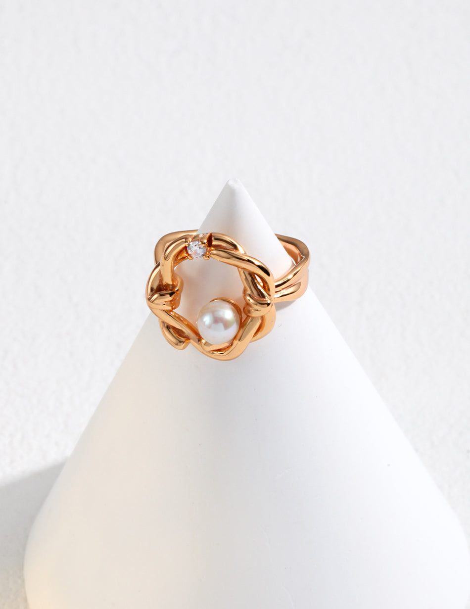 Sterling Silver Pearl Ring | Willow Branch Design | Vintage Elegance