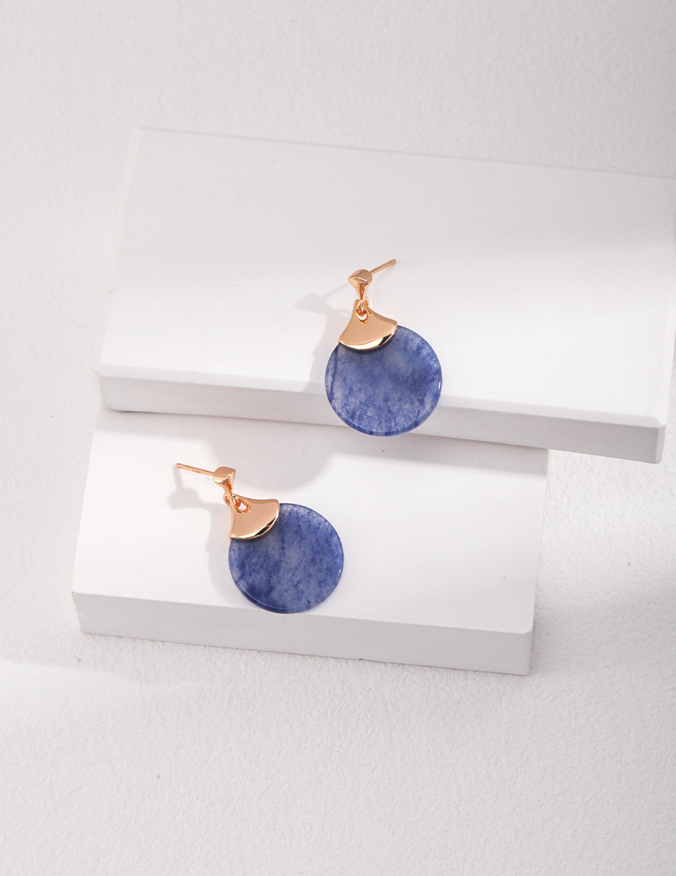 Blue Jade Fan-Shaped Drop Earrings – Elegant & Timeless