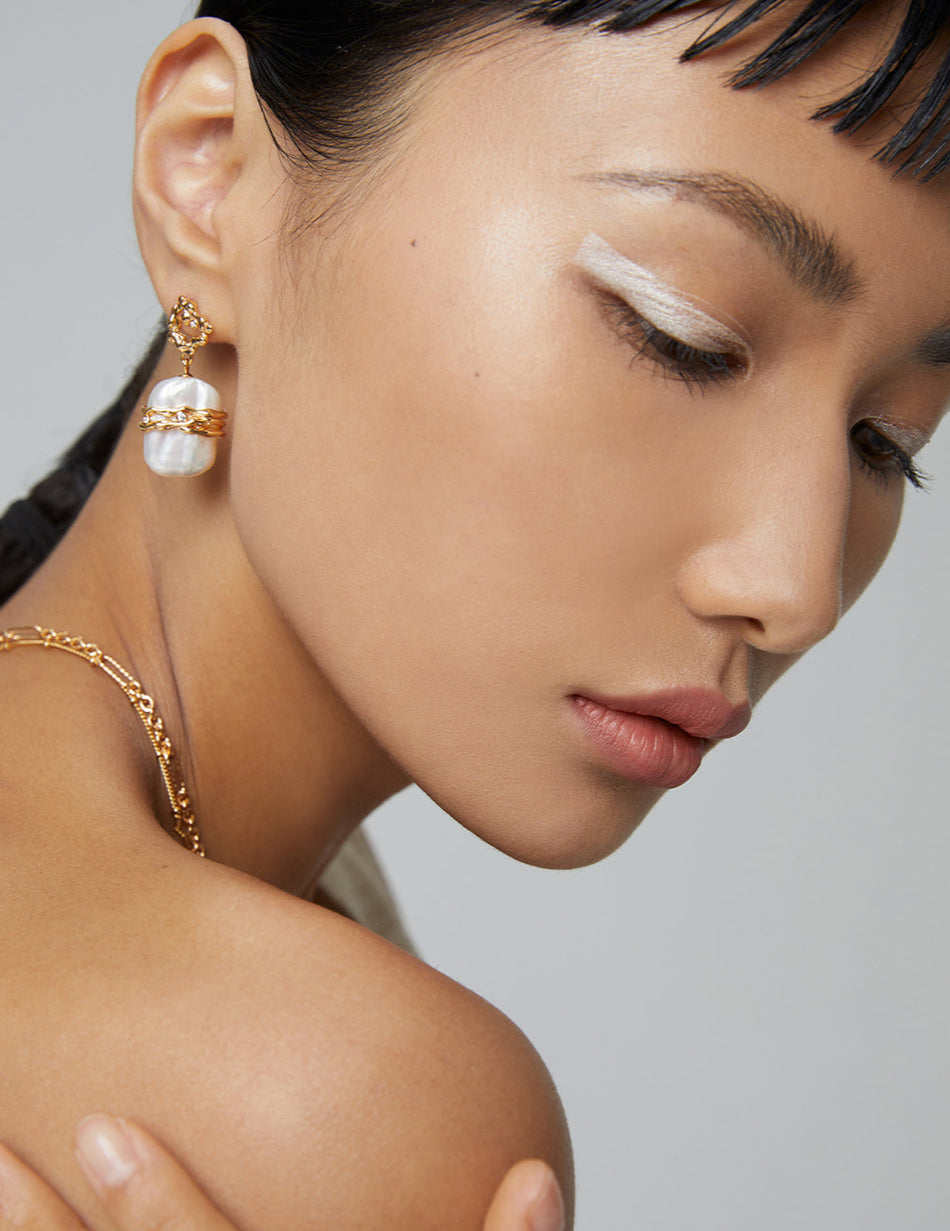 Timeless Elegance Baroque Pearl Earrings – 925 Sterling Silver
