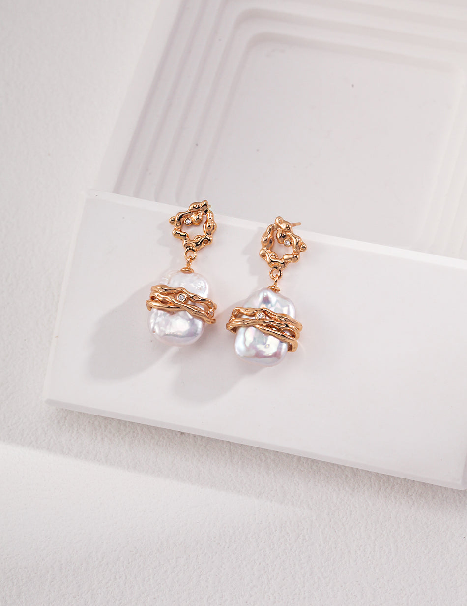 Timeless Elegance Baroque Pearl Earrings – 925 Sterling Silver