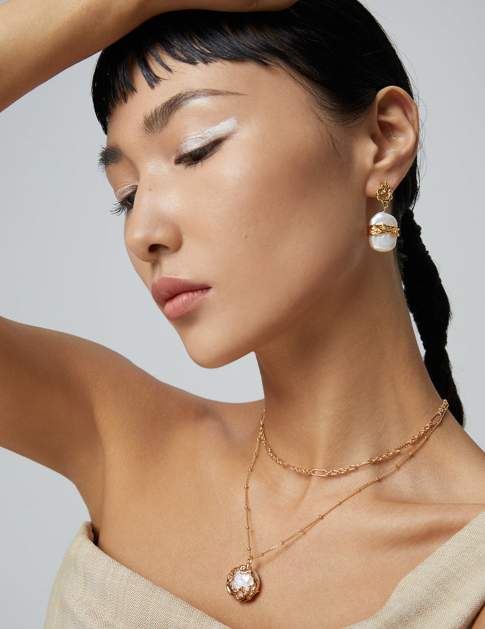 Timeless Elegance Baroque Pearl Necklace – 925 Sterling Silver