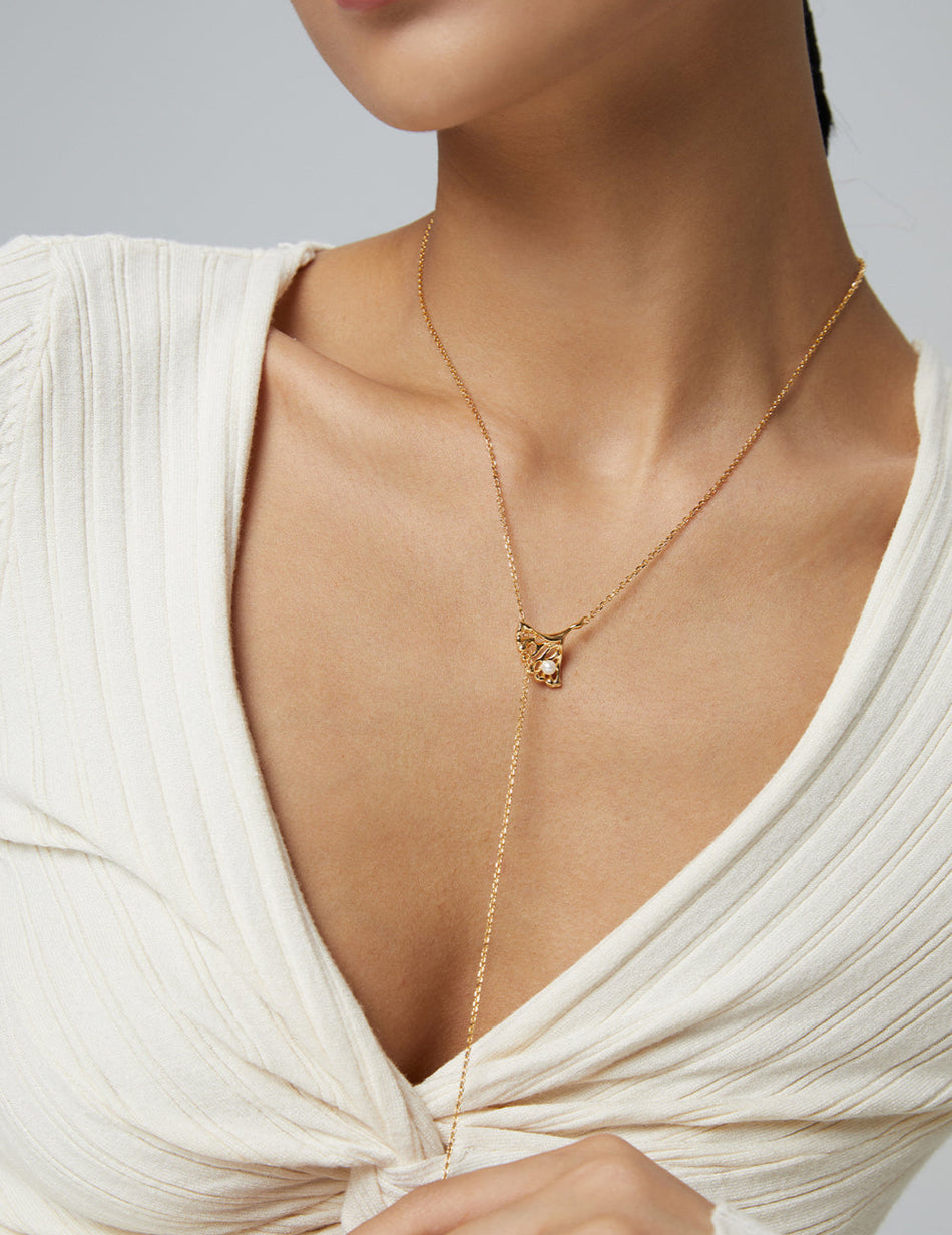 Ginkgo Leaf Pearl Jewelry Set | 925 Sterling Silver with Natural Pearls