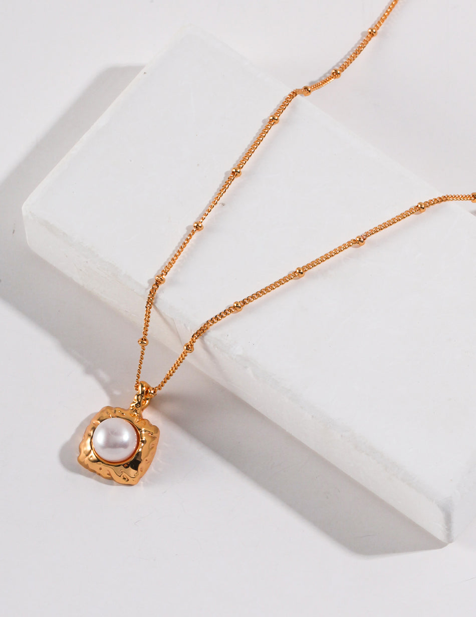 Waterproof Gold Plated 925 Sterling Silver Pearl Necklace