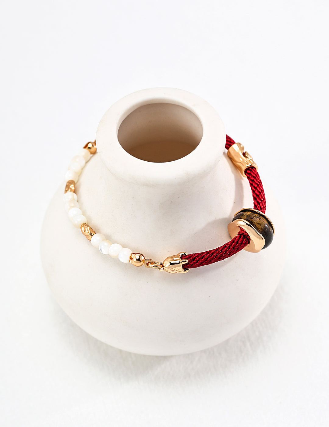 Tiger’s Eye & Pearl Woven Bracelet – Heritage Harmony Series