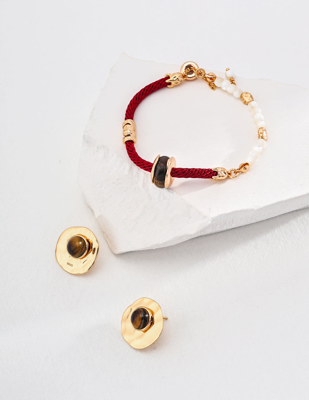 Tiger’s Eye & Pearl Woven Bracelet – Heritage Harmony Series