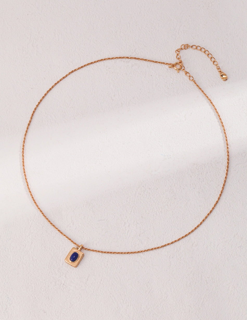 Layered Elegance: S925 Vintage Gold Lapis Lazuli Necklace
