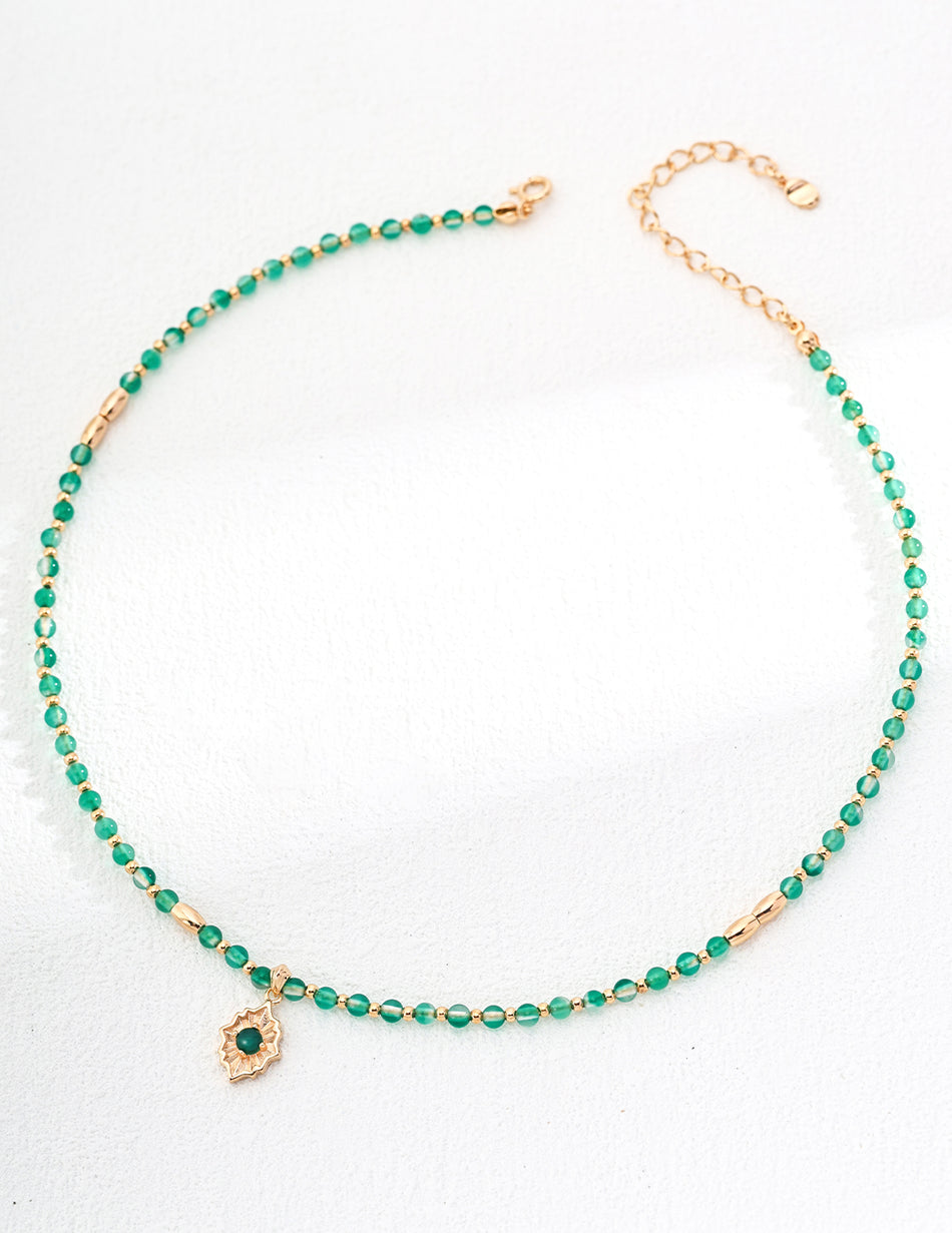 Emerald Spirit: S925 Green Agate & Chrysoprase Necklace