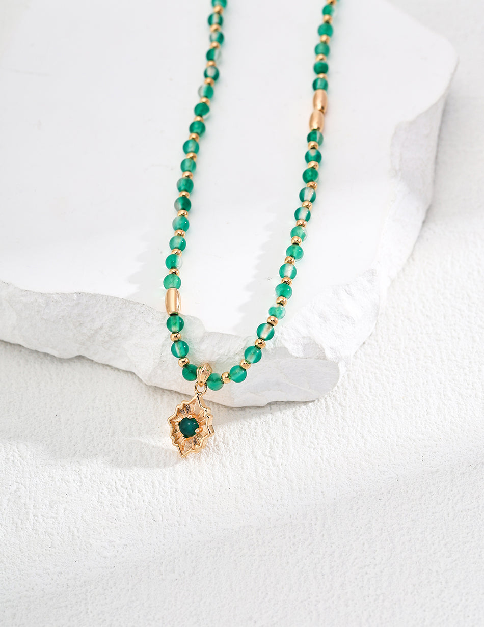 Emerald Spirit: S925 Green Agate & Chrysoprase Necklace