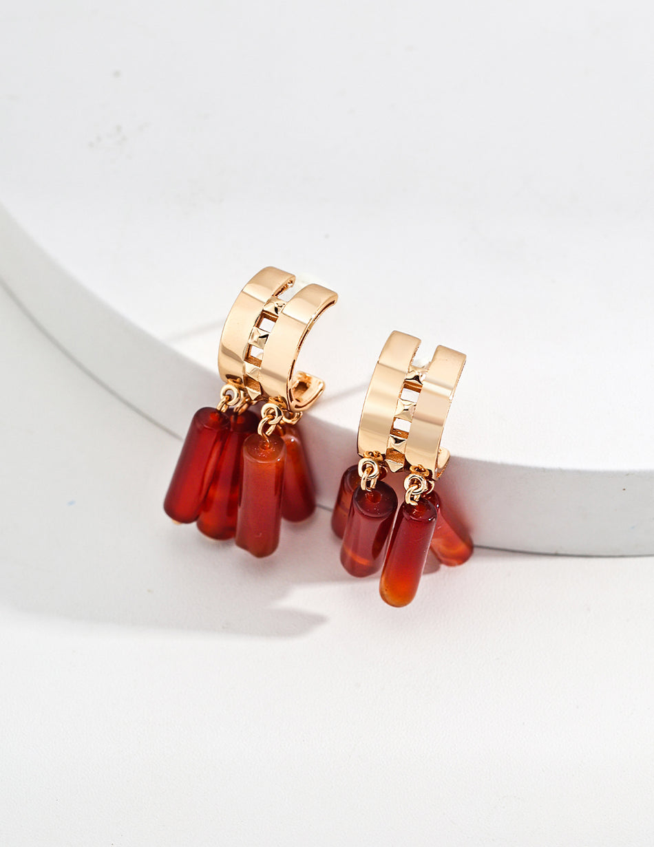 Blossom Drop: S925 Red Agate  Earrings