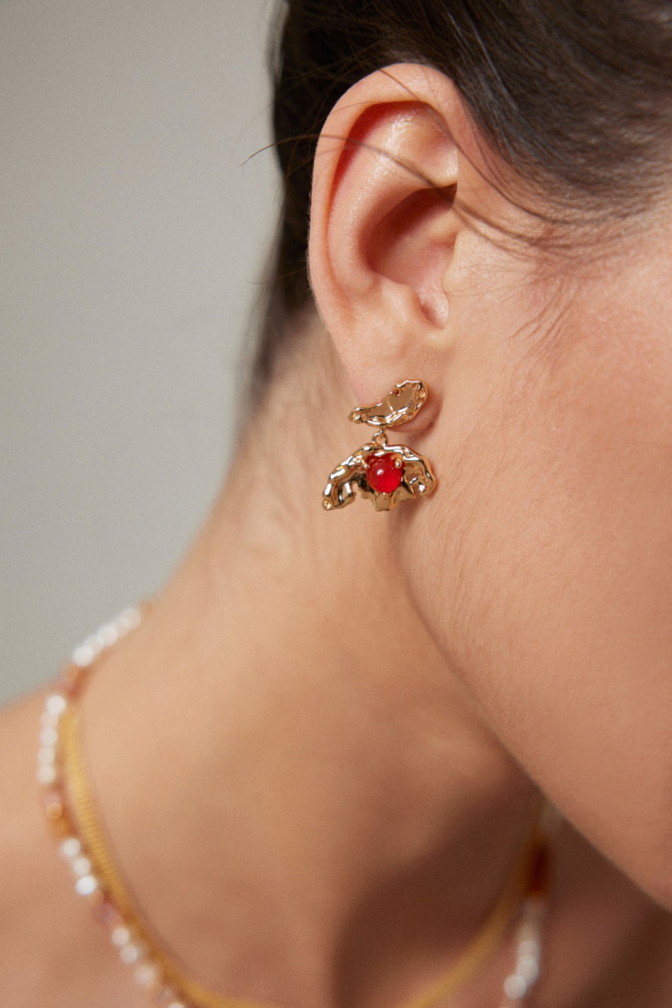 Whispers of Autumn: S925 Red Agate Butterfly Earrings