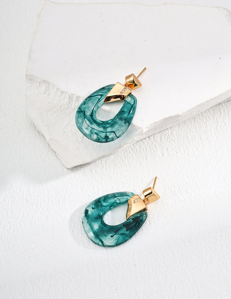Modern Forest: S925 Green Swirl Drop Earrings