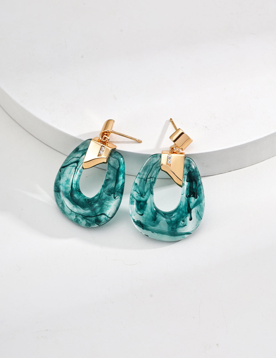 Modern Forest: S925 Green Swirl Drop Earrings