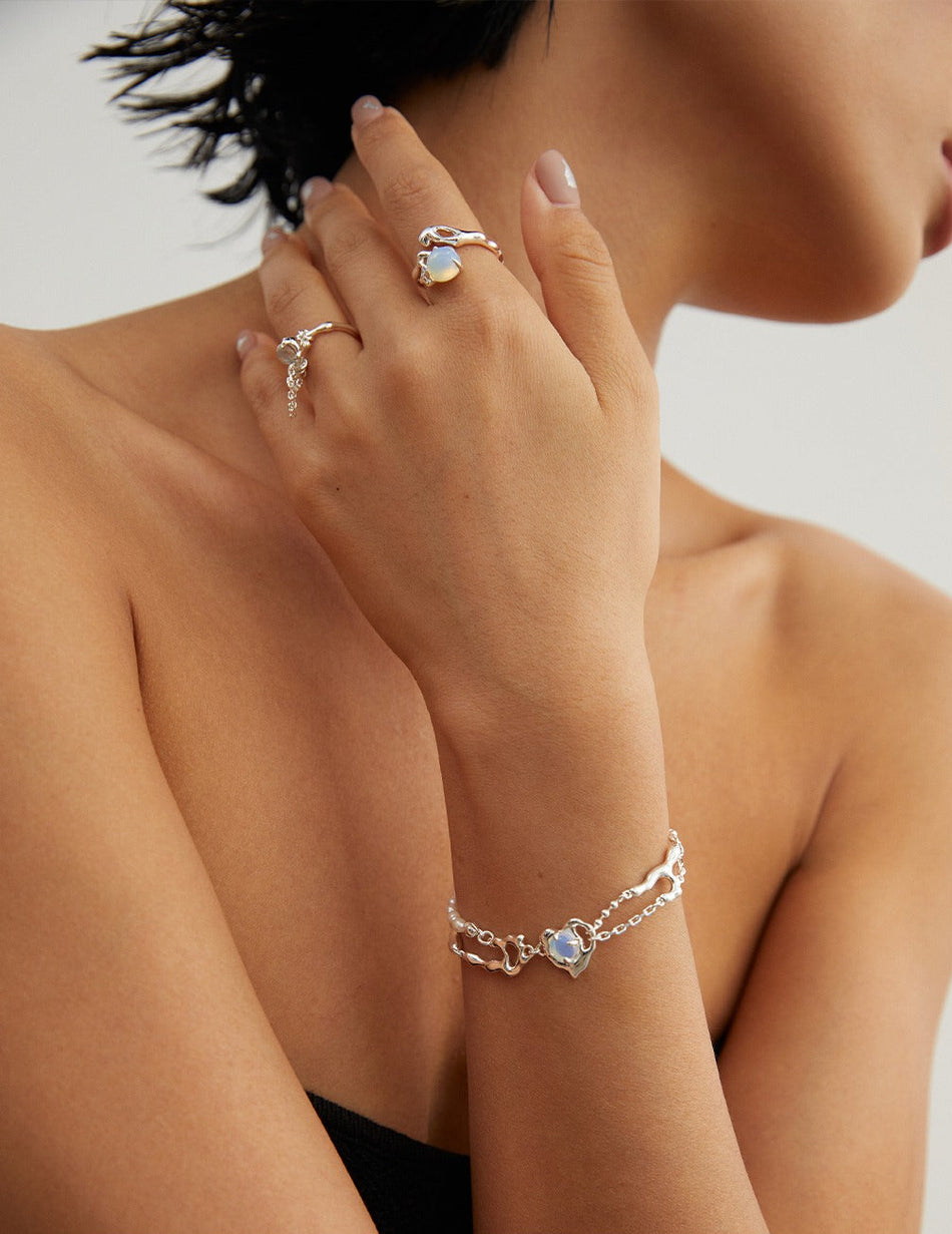 Liquid Love: S925 Opal & Pearl Bracelet