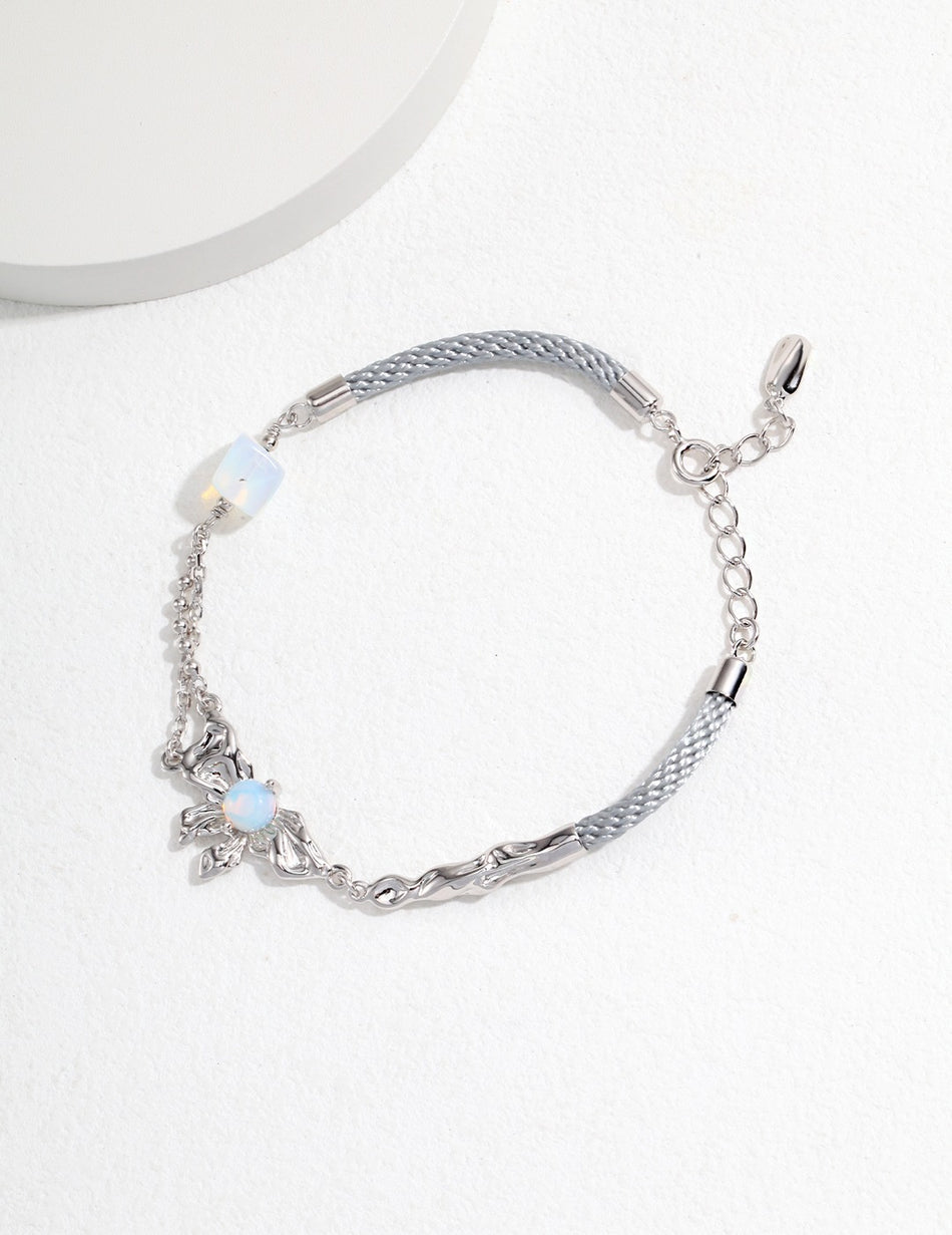 Opal Butterfly Knot Sterling Silver Bracelet