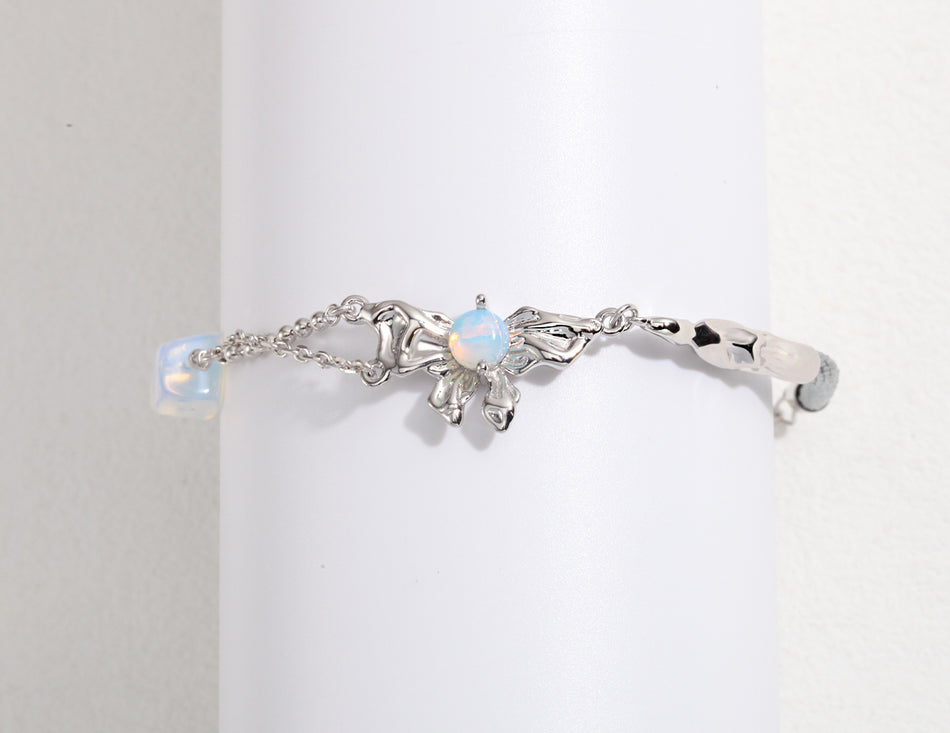 Opal Butterfly Knot Sterling Silver Bracelet