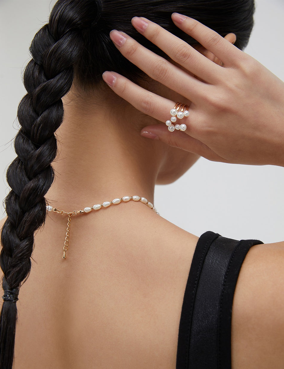 Floral Pearl Sterling Silver Ring