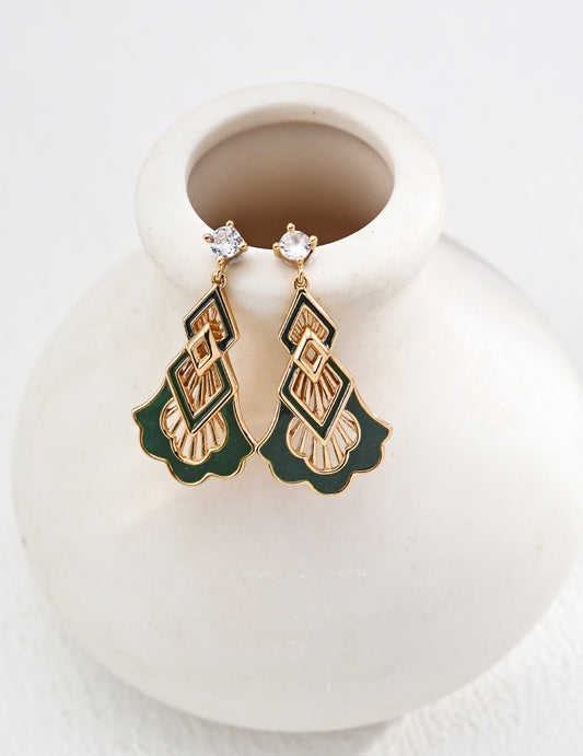 Vintage Drop-Shaped Cubic Zirconia 925 Sterling Silver Earrings