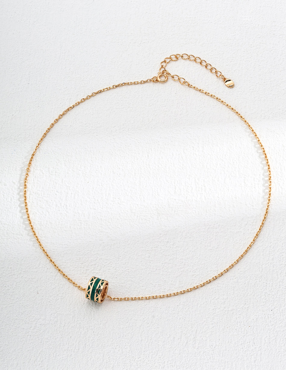 Middle Eastern-Inspired 925 Sterling Silver Enamel Charm Necklace