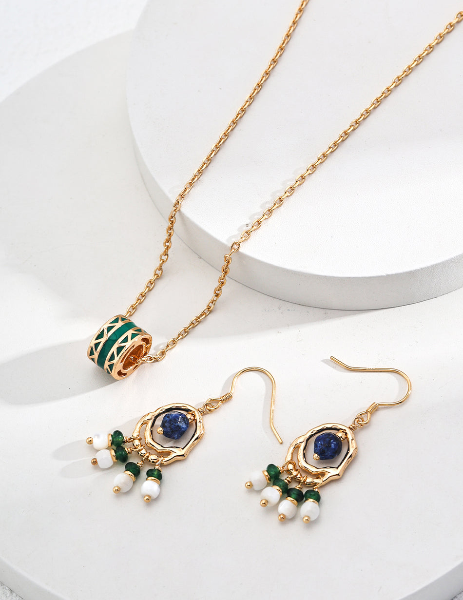Middle Eastern-Inspired 925 Sterling Silver Enamel Charm Necklace