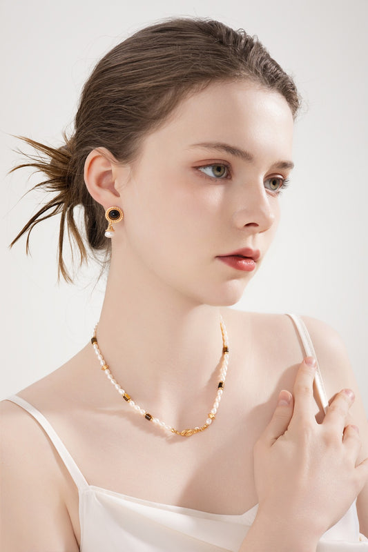 Sterling Silver Tiger’s Eye & Pearl Earrings | Vintage Royal Elegance