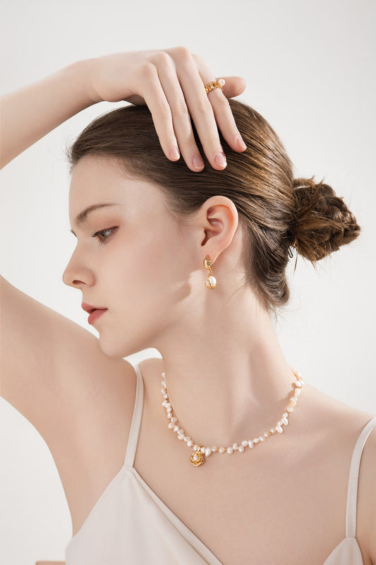 925 Sterling Silver Camellia Pearl Necklace