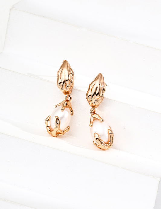S925 Baroque Pearl Drop Earrings – Organic Elegance