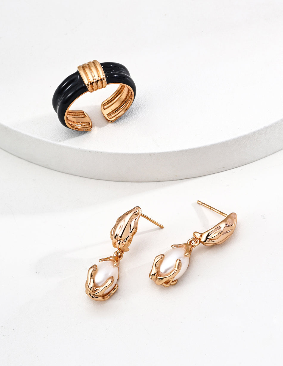 S925 Baroque Pearl Drop Earrings – Organic Elegance