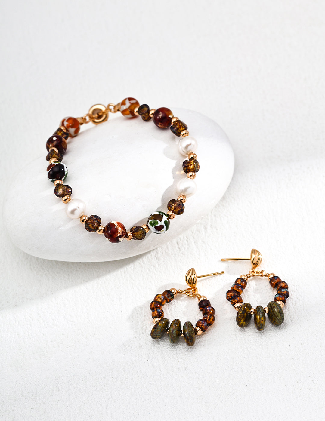 Vintage Boho S925 Silver Dangle Earrings with Iridescent Glass Beads | 3.5cm Drop